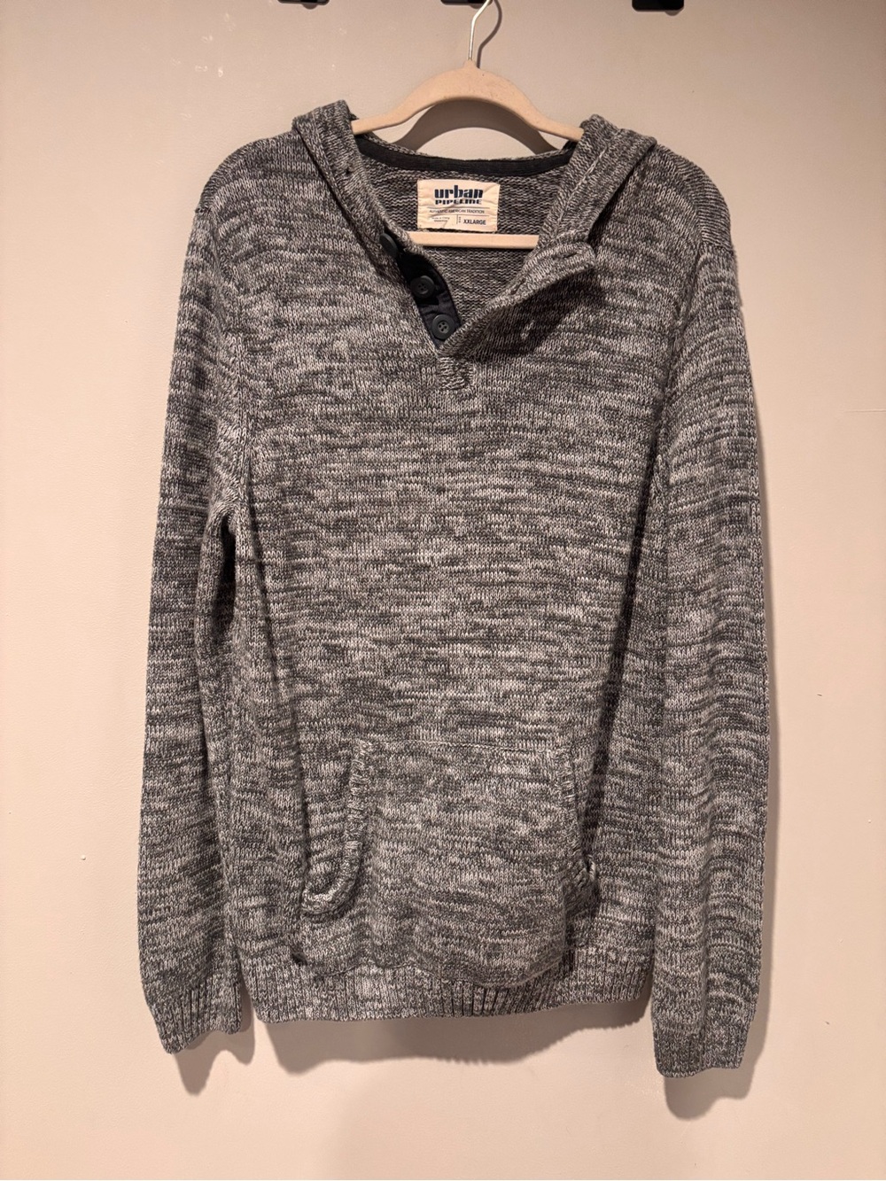 Urban Pipeline Gray Marled Hooded Knit Sweater